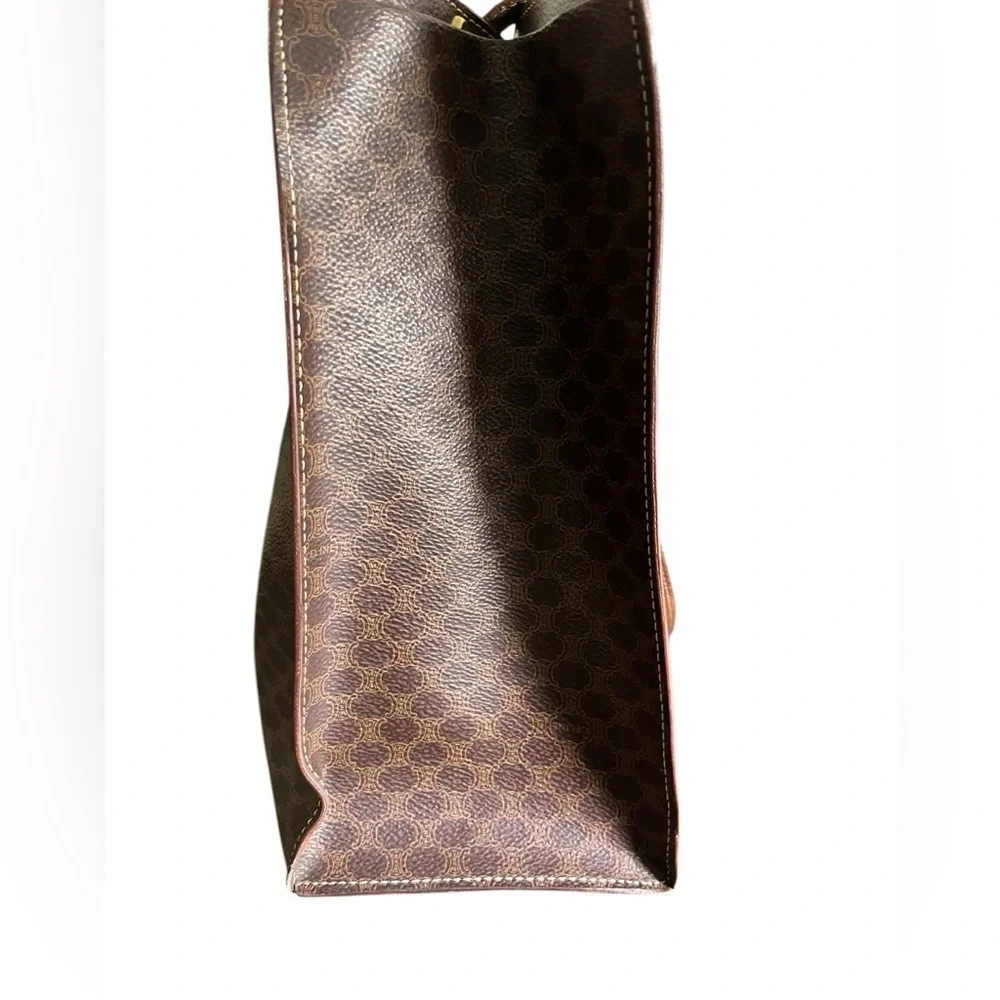 Celine Vintage Macadam Tote Bag Brown PVC Leather Shoulder Bag